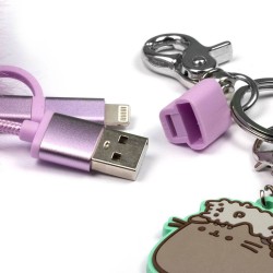 Pusheen Cable de carga USB 3n1 con llavero Pom Pom