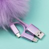 Pusheen Cable de carga USB 3n1 con llavero Pom Pom