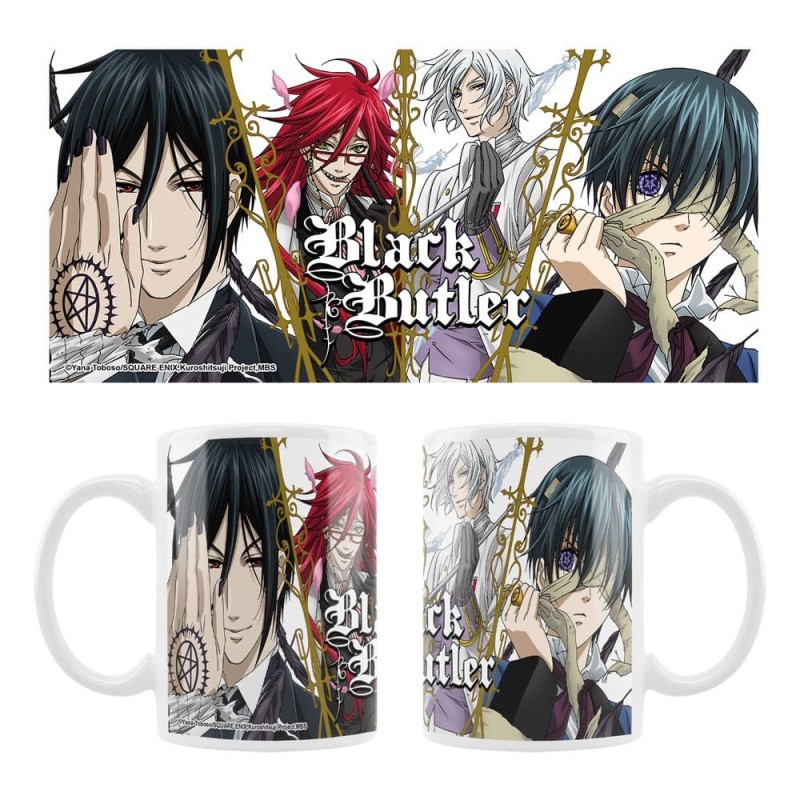 Taza Cerámica Sebastian, Grell, Ash y Ciel -Black Butler